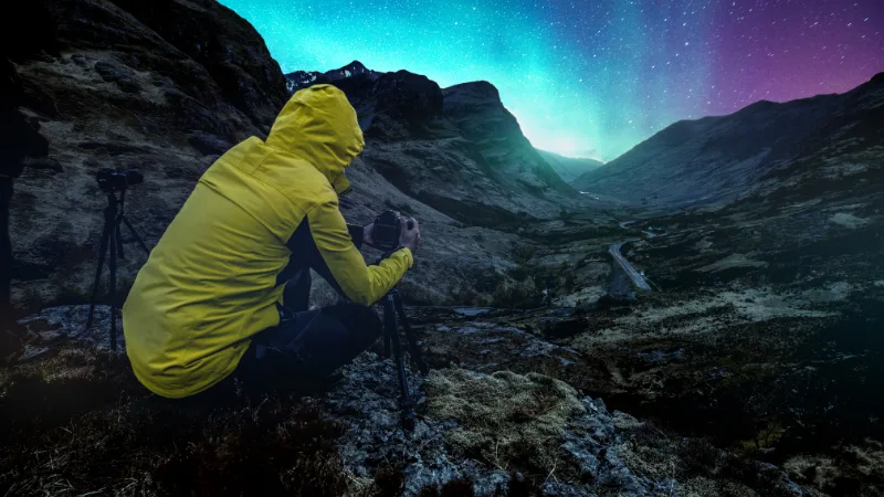 fotografo e aurora boreale